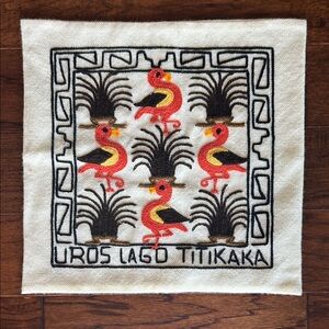 Colorful Bird Embroidered Textile Art